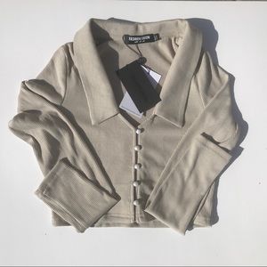 NWT Fashion Union ASOS Cropped Cardigan With Open Collar